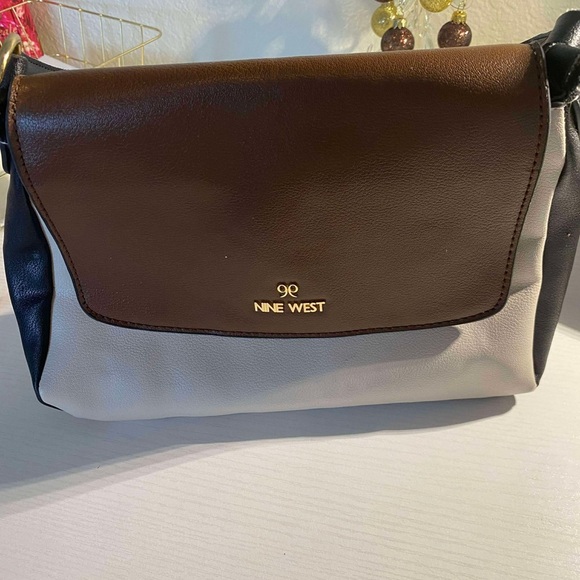 Nine West Handbags - Nine West Black, Brown, and Cream Crossbody Bag